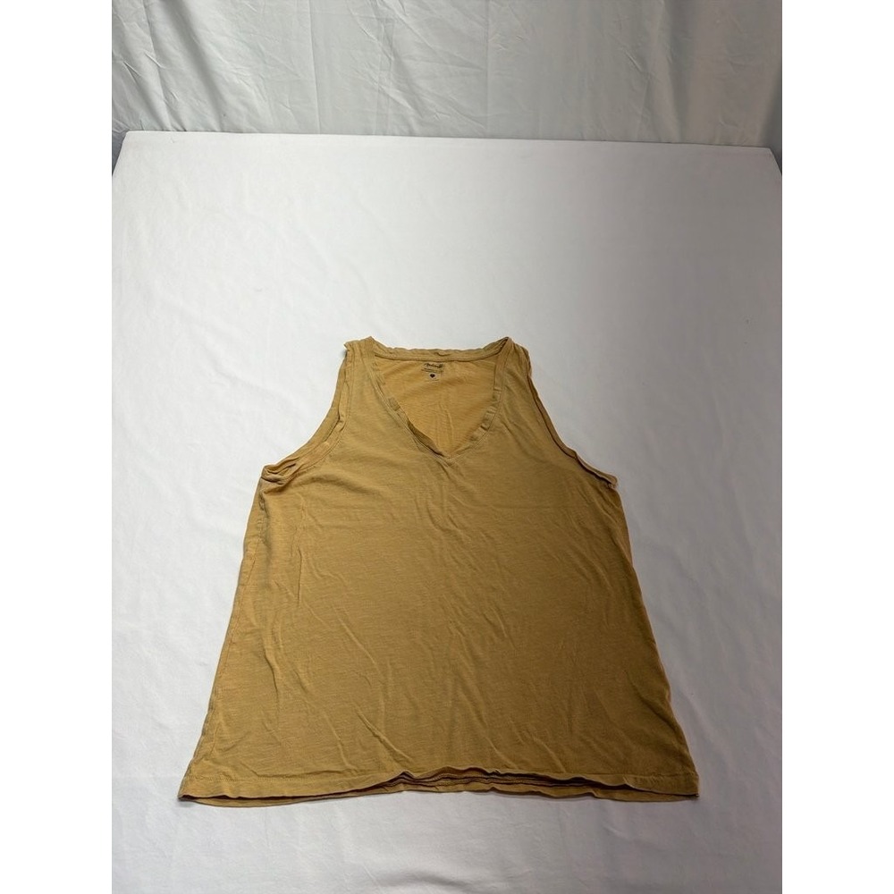 Madewell Womens Mustard Yellow V-Neck Relaxed Cotton Tank Top Size M